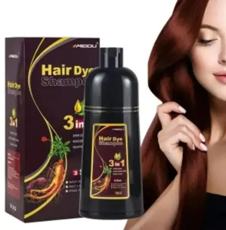 500ml Gray Hair Dye Darkening Shampoo 3in1 Instant Gray To Black Fast Natural Herbal Multiflorum