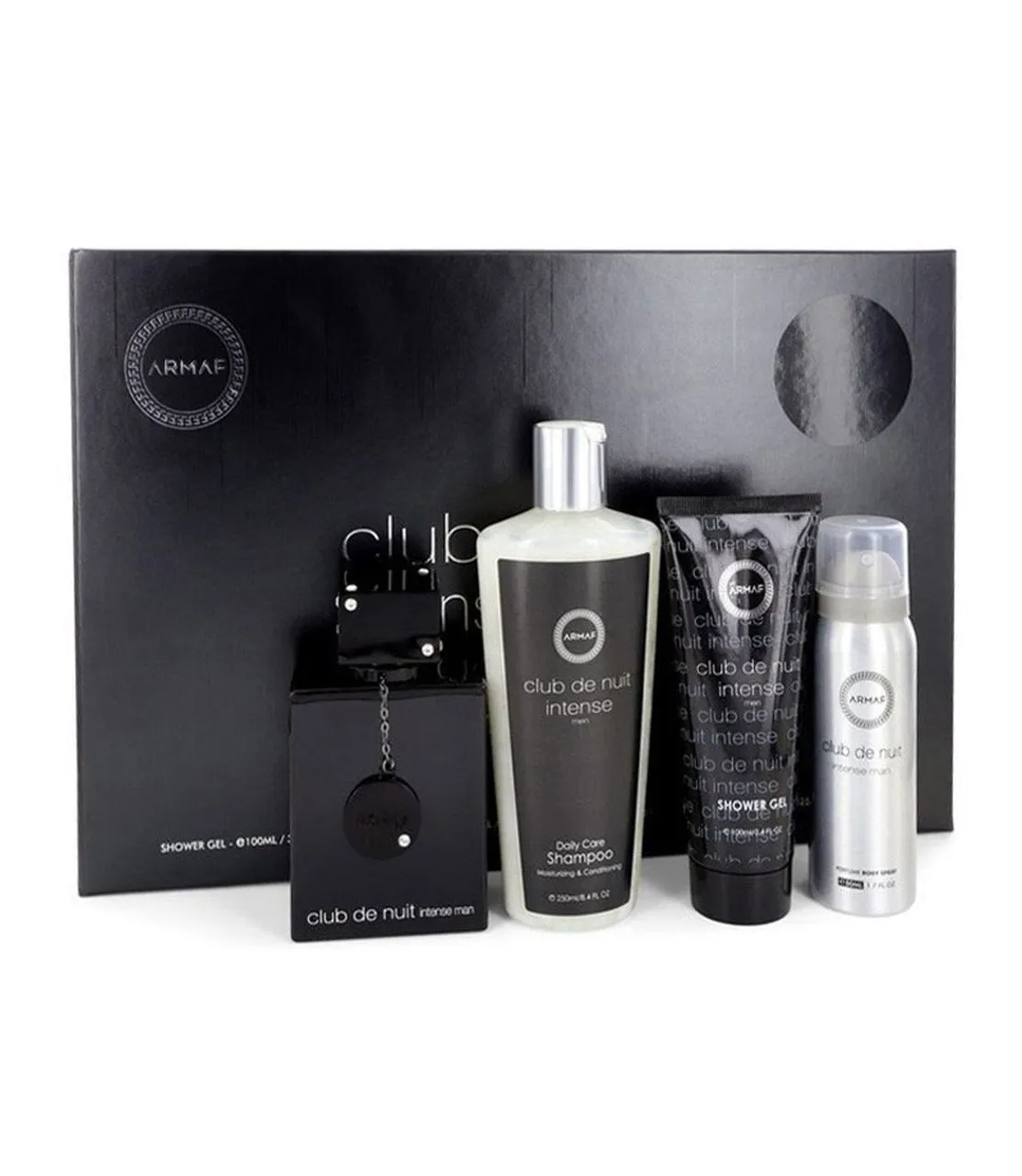 Armaf Club De Nuit Intense 4PCS Gift Set - 105ML EDT Spray   100ML Shower Gel   50ML Perfume Body Spray   250ML Shampoo (Men)