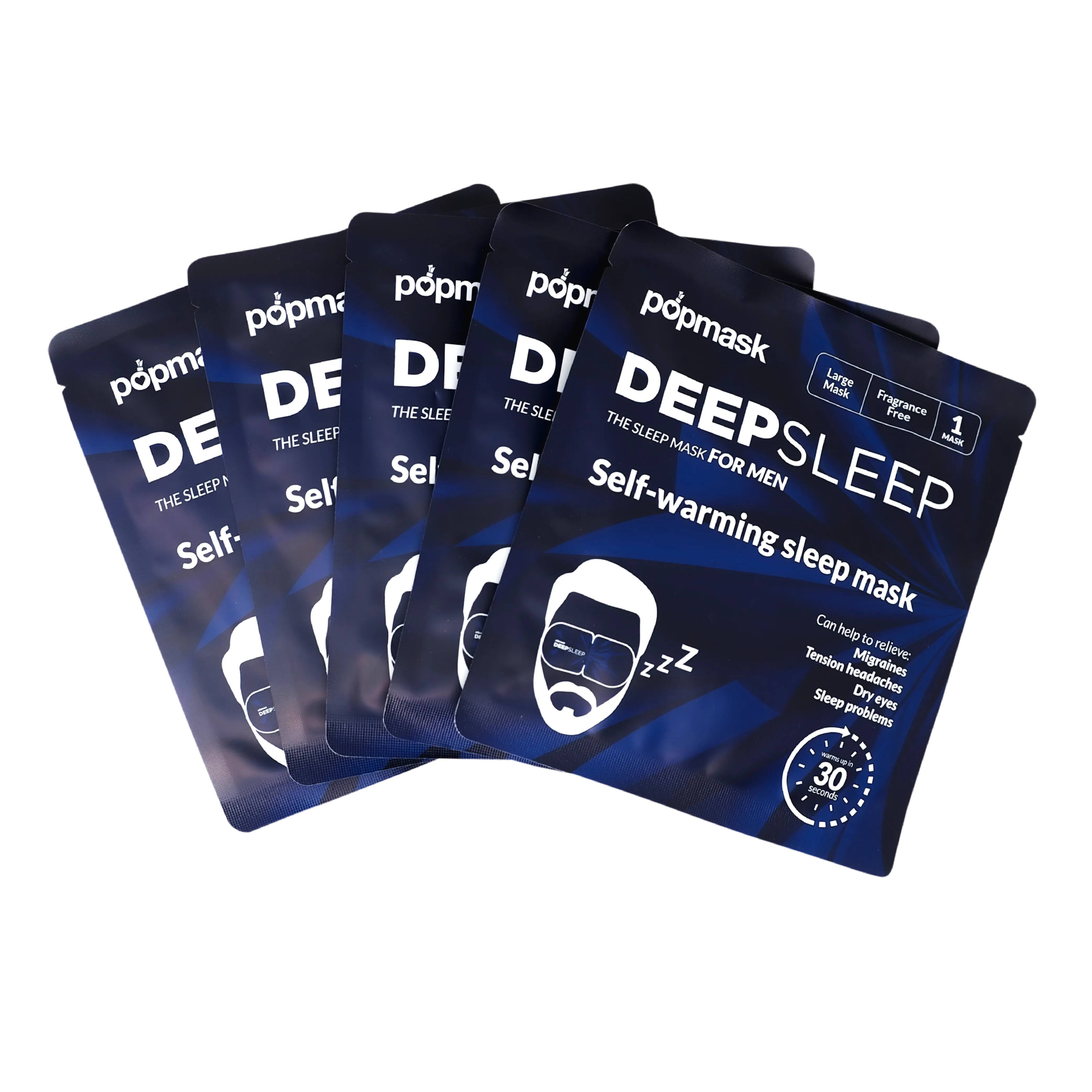 Deep Sleep Self-Heating Eye Masks for Men - 5 Pack | Natural Dry Heat Relief for Migraines, Headaches, Allergies, and Dry Eyes