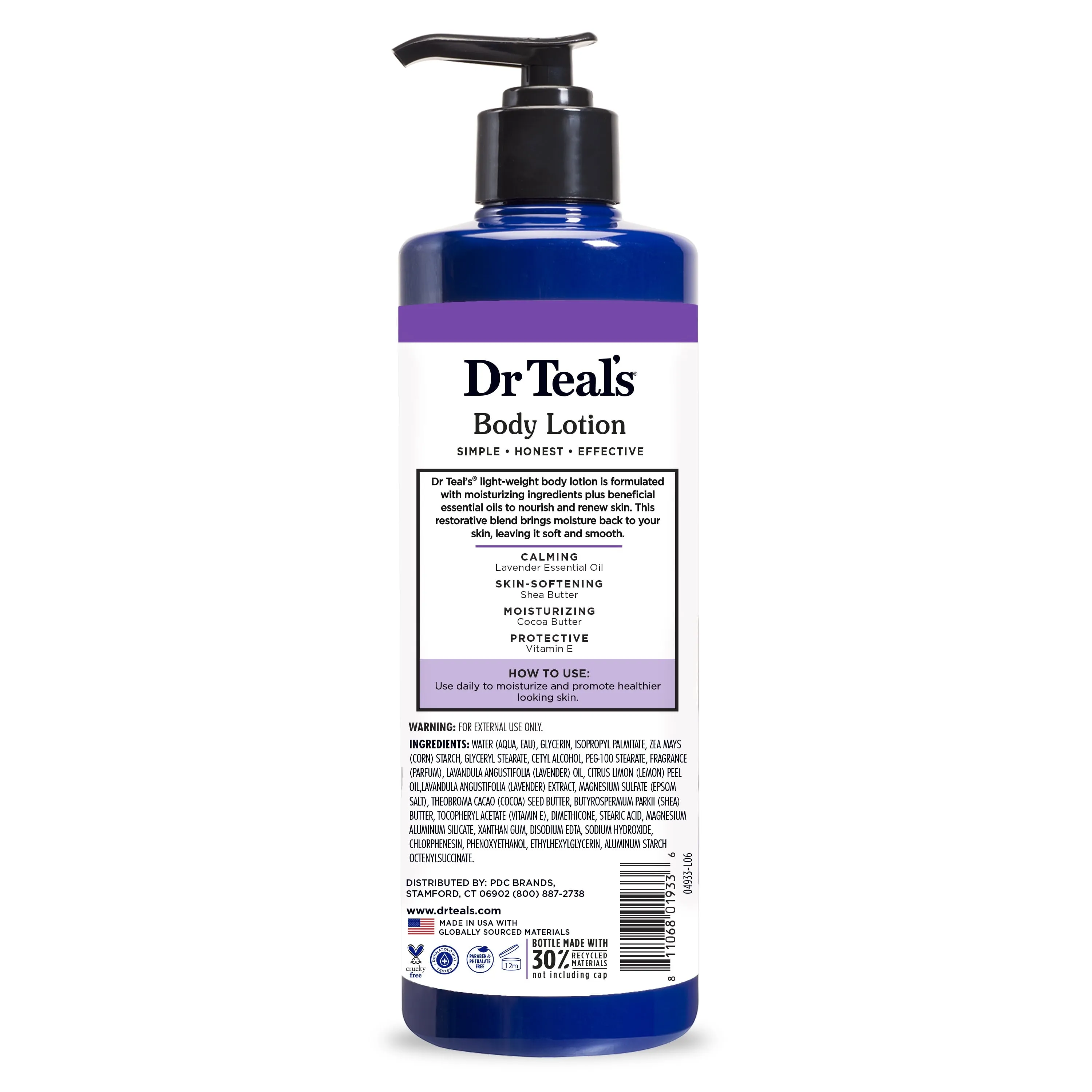 Dr Teal's Body Lotion, 24 Hour Moisture   Soothing with Lavender Essential Oil, 18 fl oz.