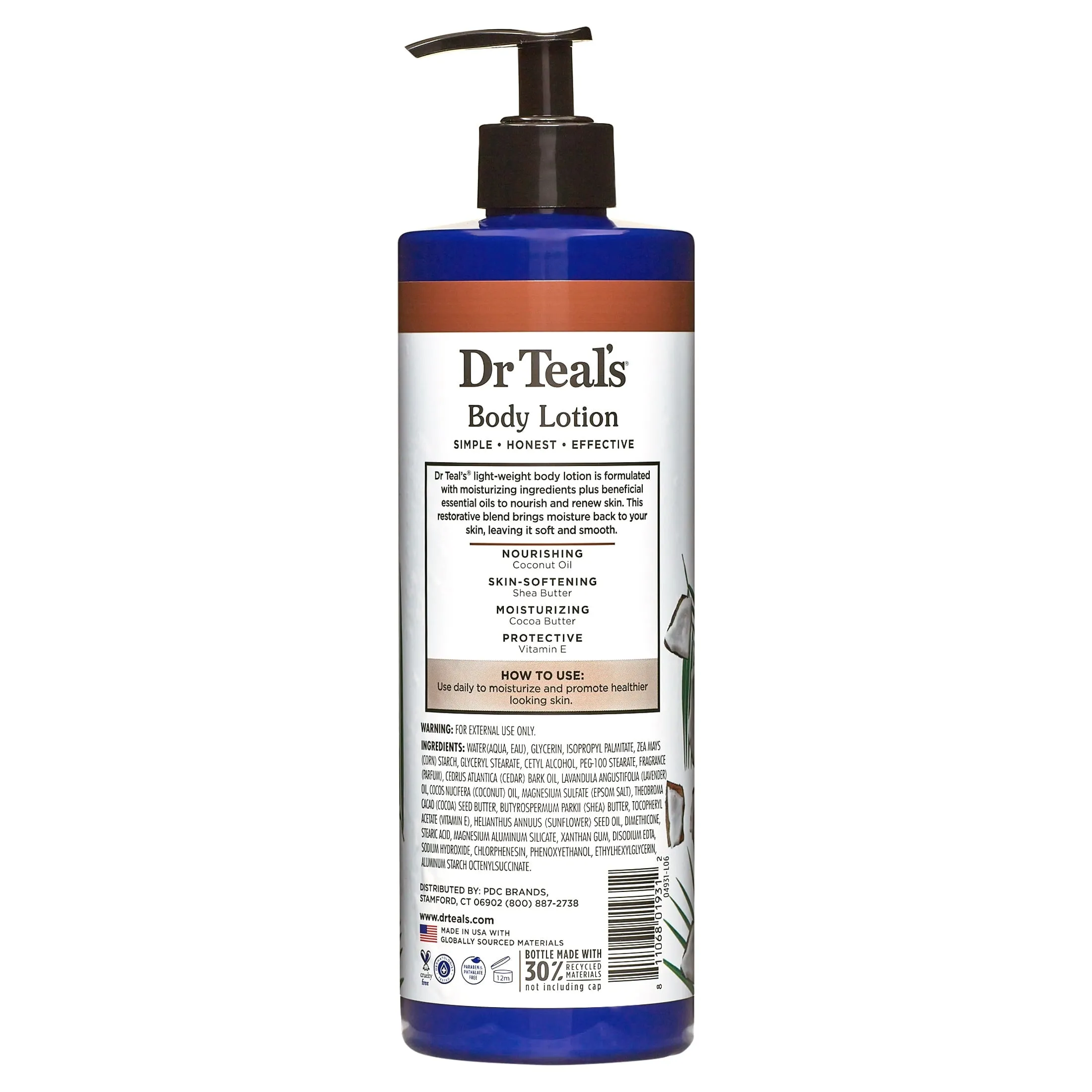 Dr Teal's Body Lotion, Moisture   Nourishing with Coconut Oil & Essential Oils, 18 fl oz.