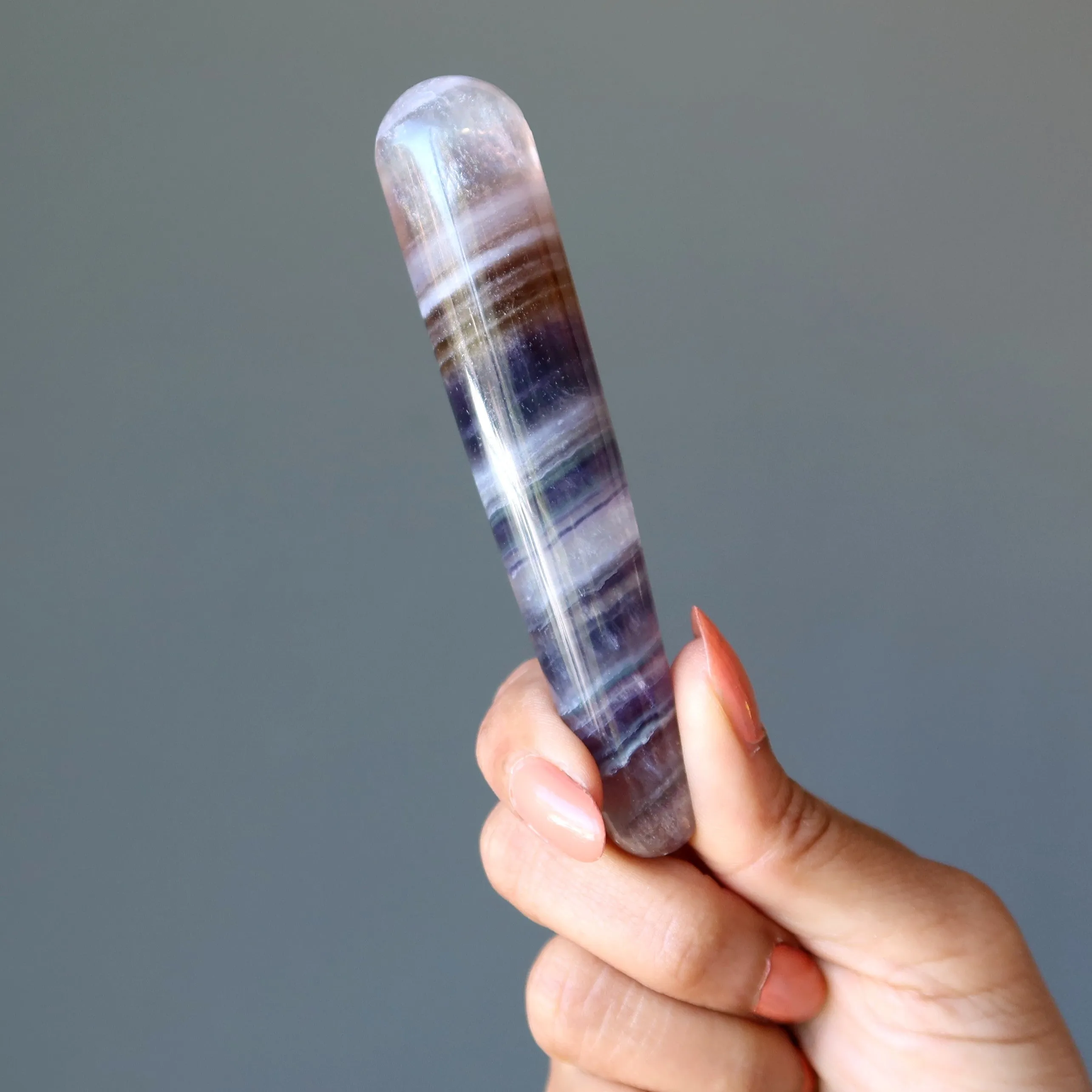 Fluorite Massage Wand Incredible Striped Crystal Healing Stress Relief