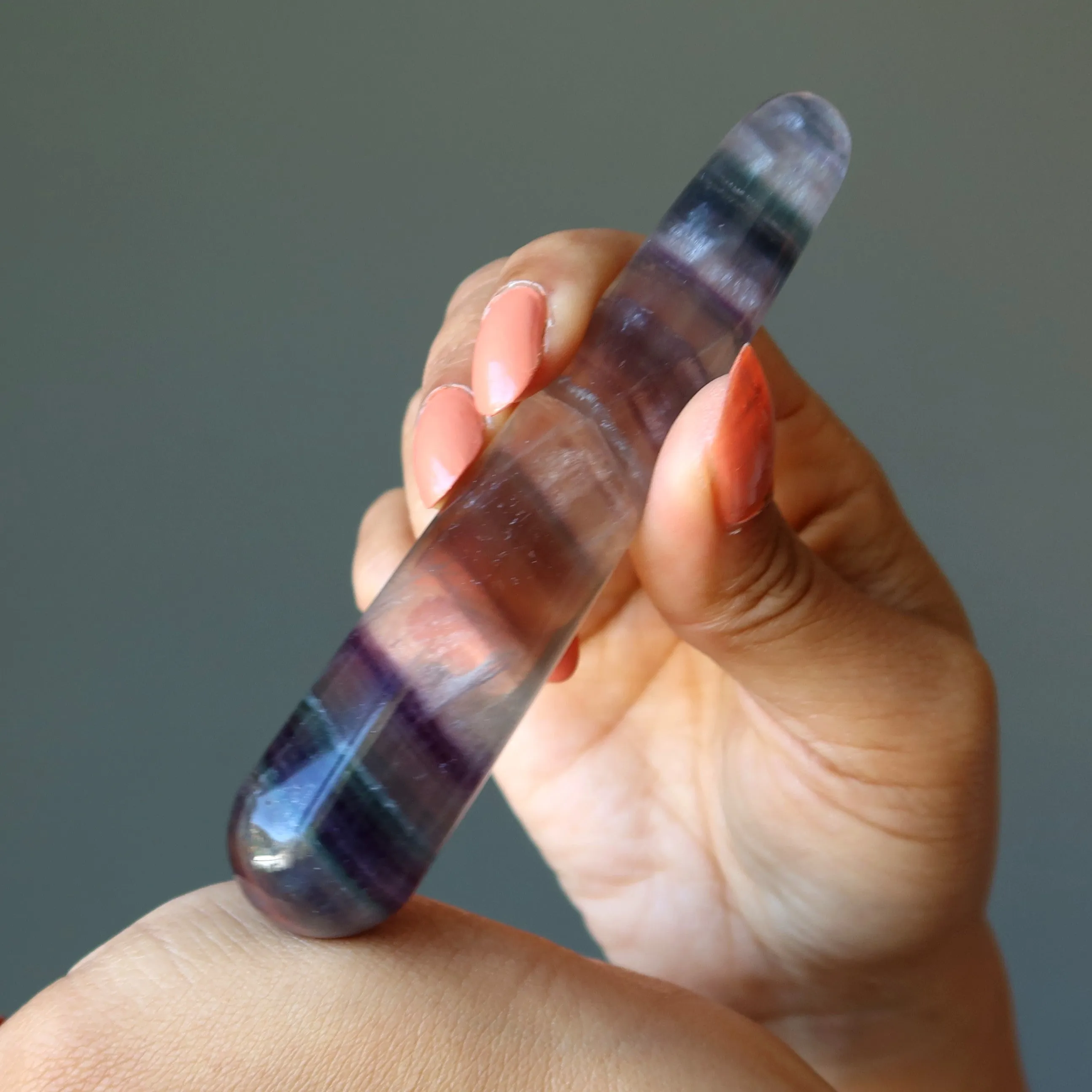 Fluorite Massage Wand Incredible Striped Crystal Healing Stress Relief