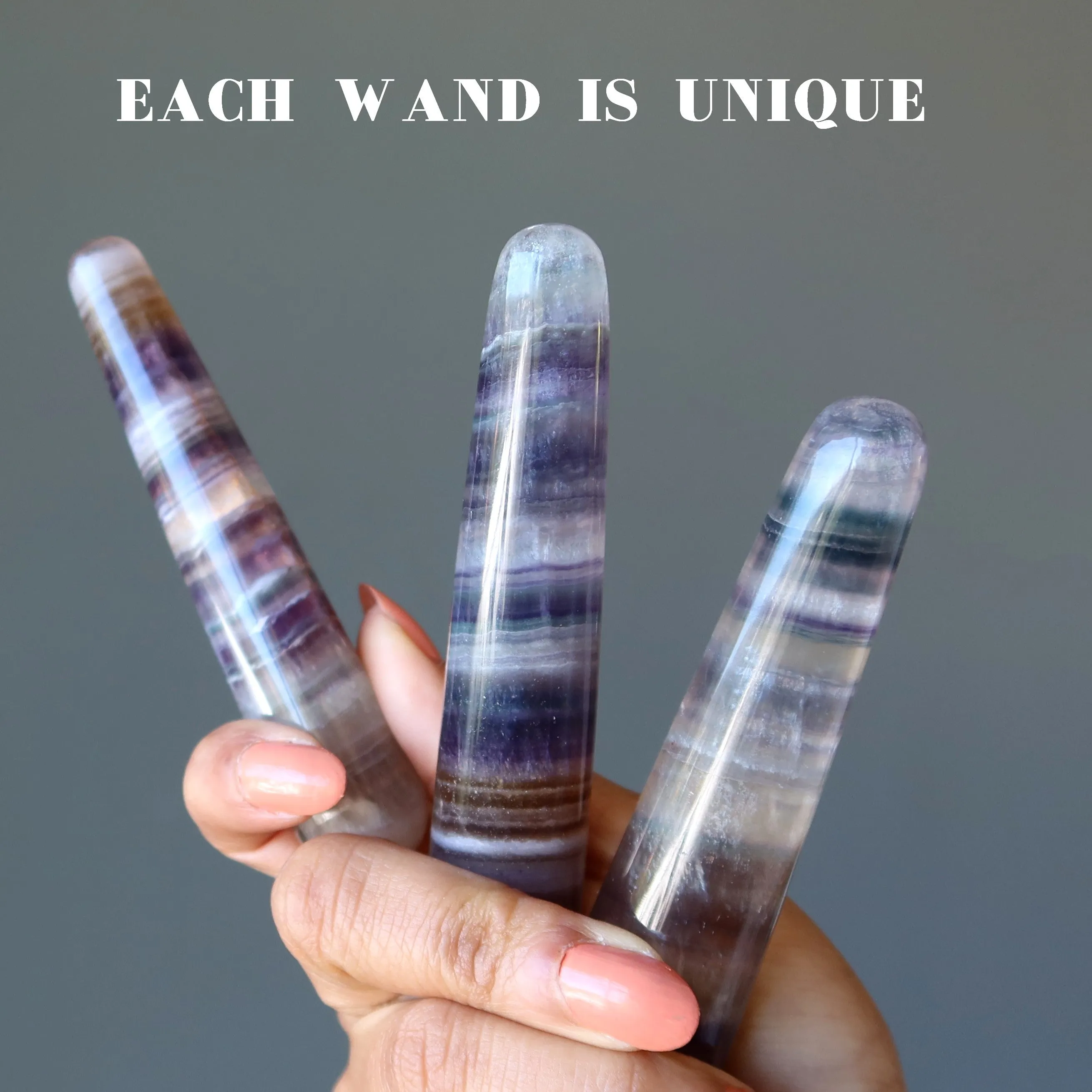 Fluorite Massage Wand Incredible Striped Crystal Healing Stress Relief