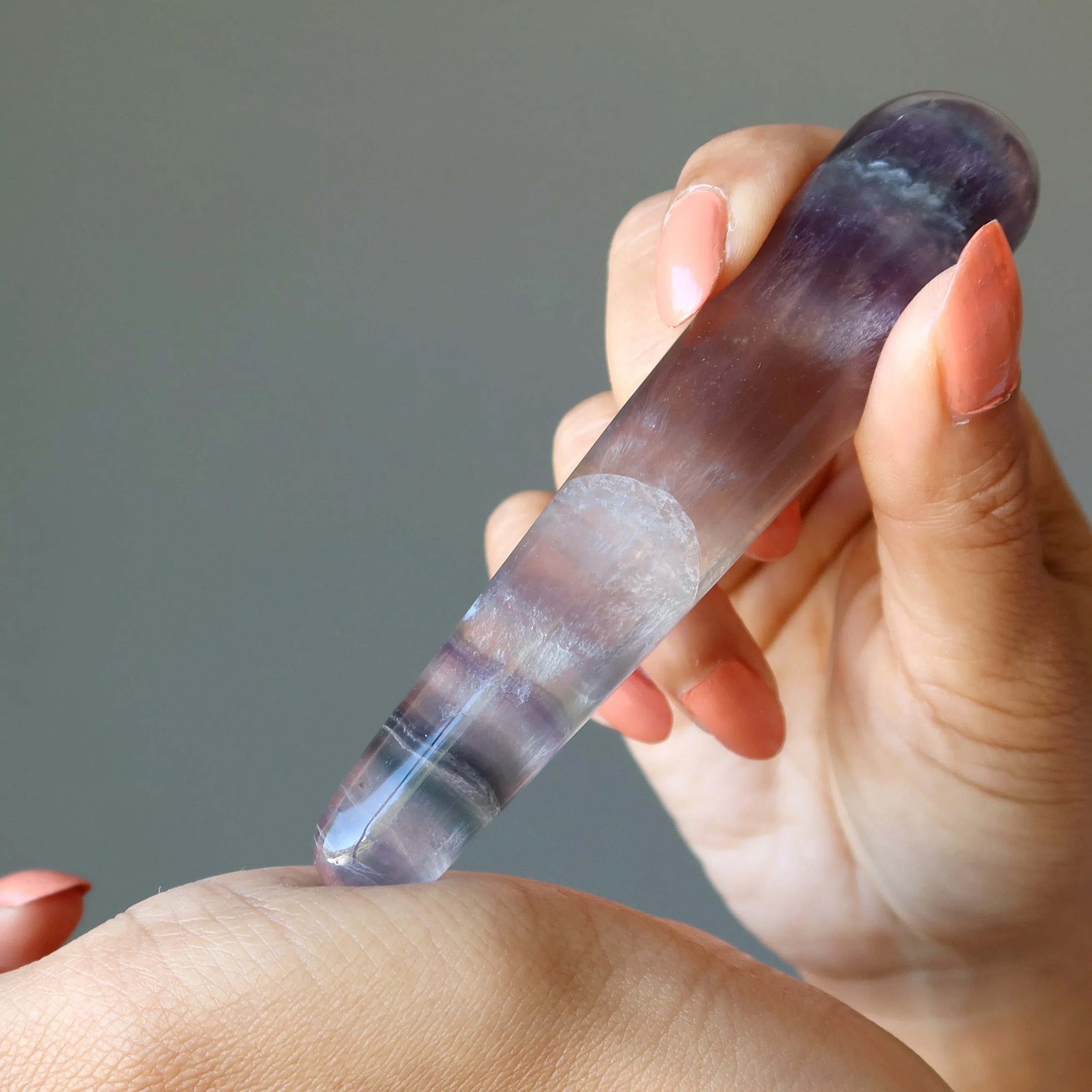 Fluorite Massage Wand Incredible Striped Crystal Healing Stress Relief