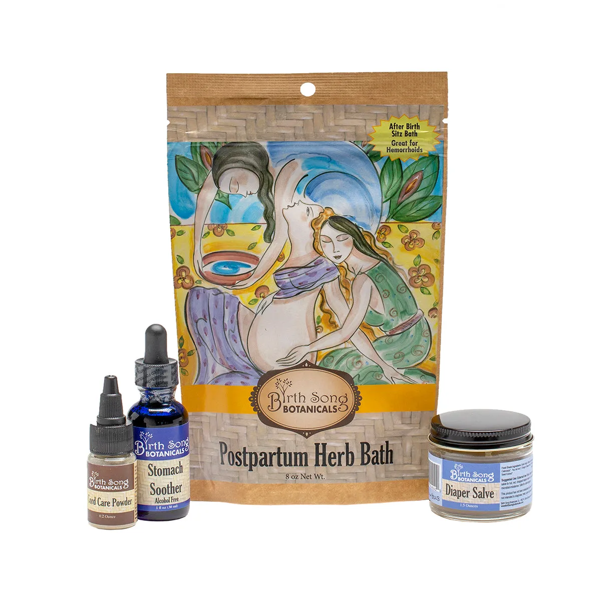 Newborn Gift Set with Herbal Diaper Cream, Umbilical Cord Care Powder, Digestion Drops, and Postpartum Herbal Bath   Free Postpartum Ebook