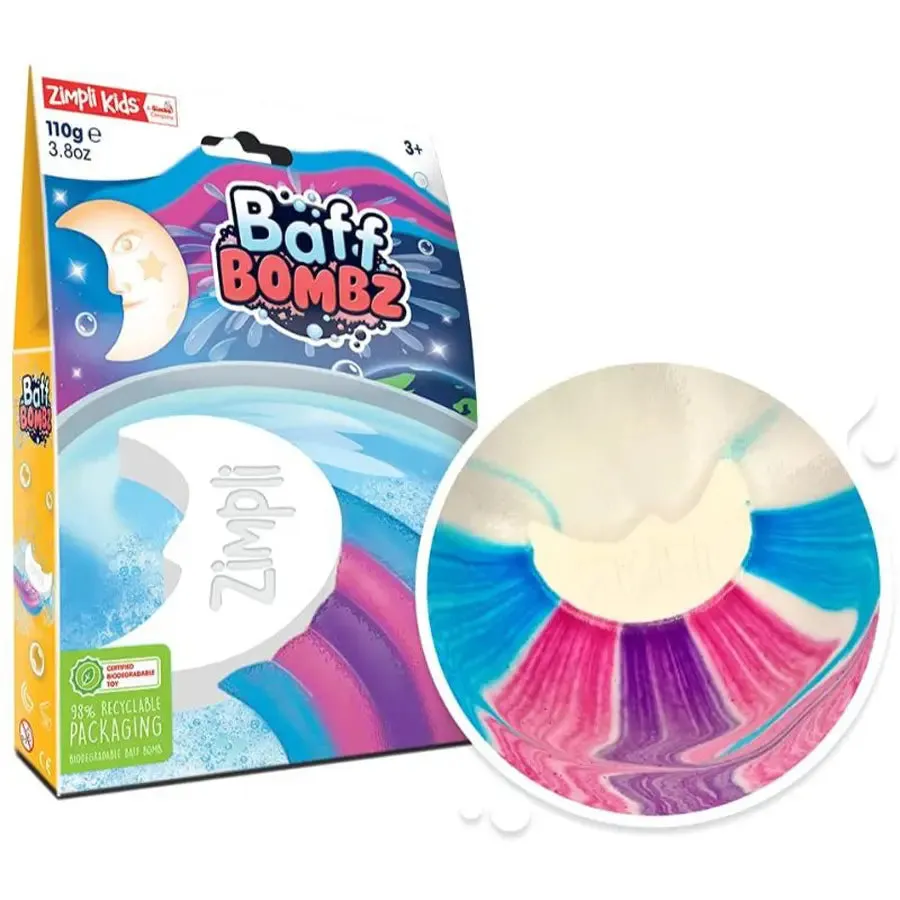 Zimpli Kids Baff Bomb White Moon Rainbow Effect