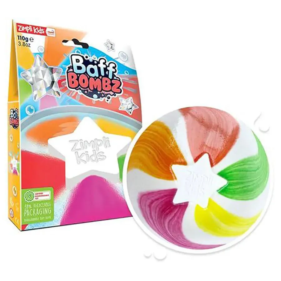 Zimpli Kids Baff Bomb White Star Rainbow Effect